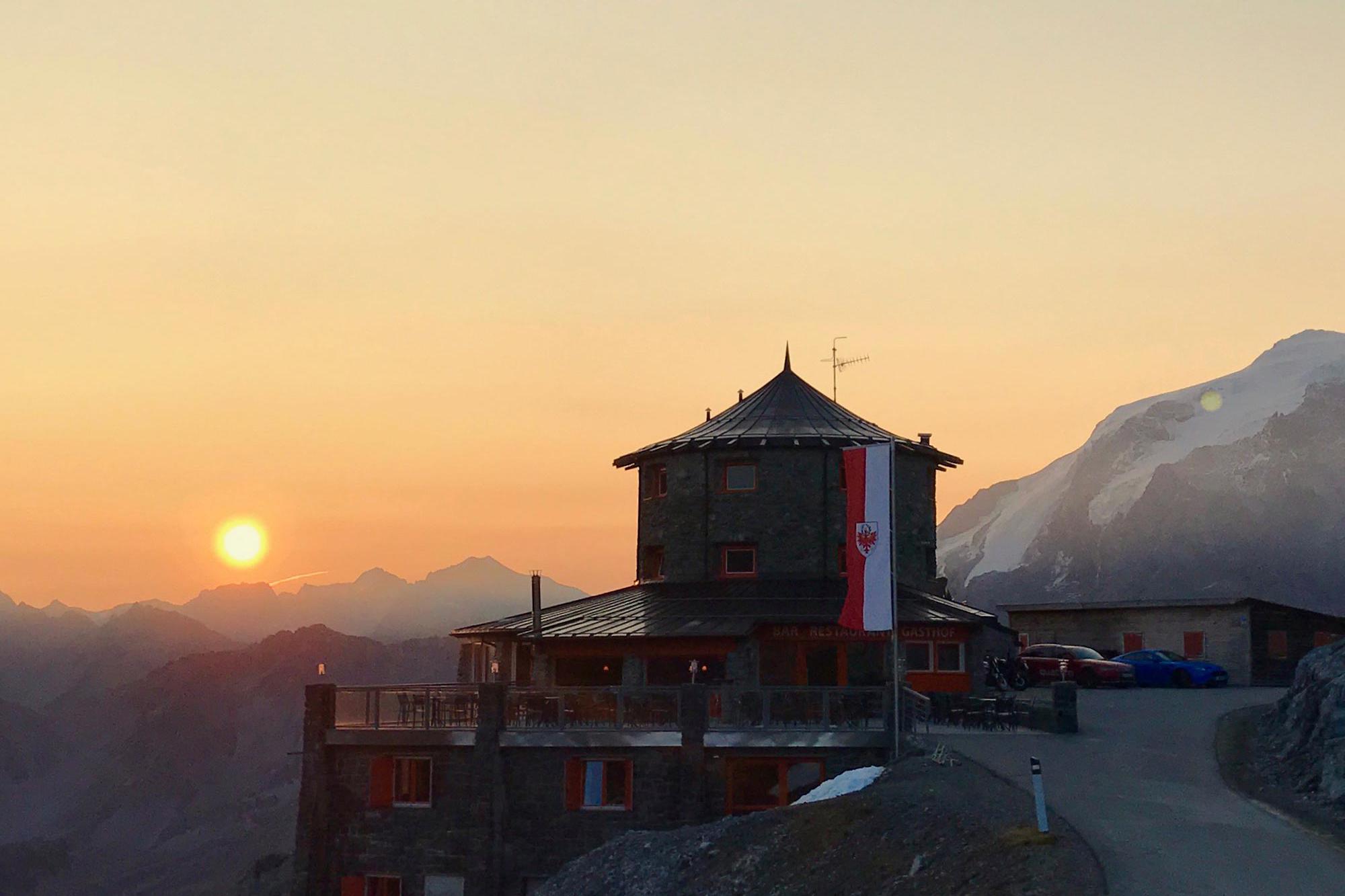 Sunrise at the Tibet Hut on the Stelvio Pass